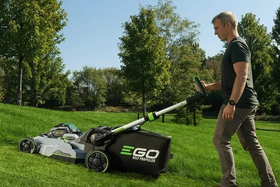 wide self propelled lawn mower